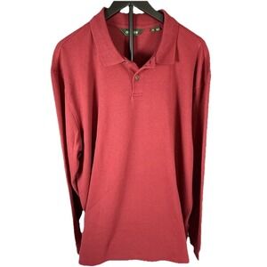 Vintage Orvis Men's XL Long Sleeve Heavy Knit Pique Polo Rugby Shirt Red